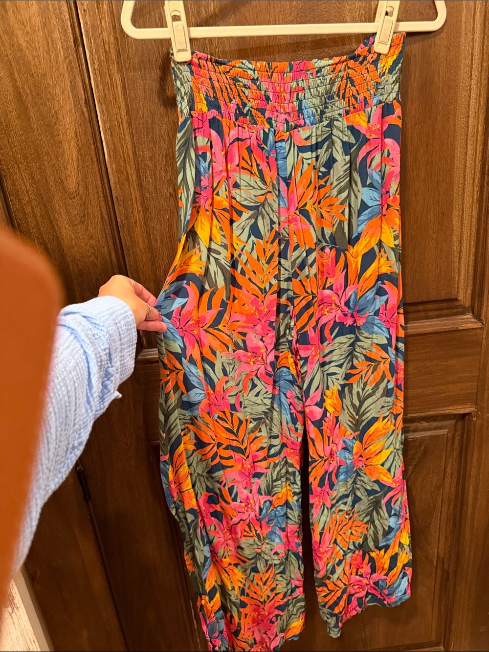 Shade & Shore Tropical Wide Leg Pants in Bright Pink, Orange, Blue - Picture 2 of 3